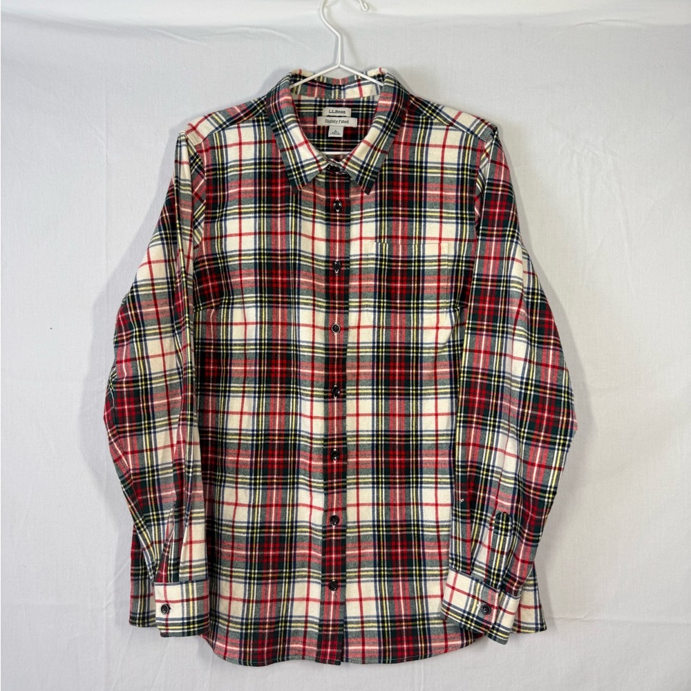 L.L. Bean Red and White Plaid Casual button down Shirt 100% cotton - Picture 1 of 5